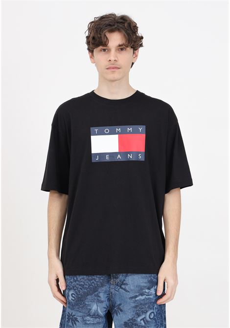 T-shirt da uomo nera con stampa logo Skate Flag Tee TOMMY JEANS | DM0DM19555BDSBDS